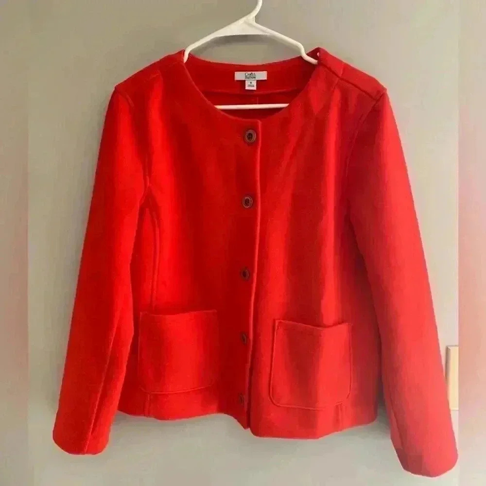 Woman’s Red Croft & Barrow Button Up Blazer Jacket Size Medium